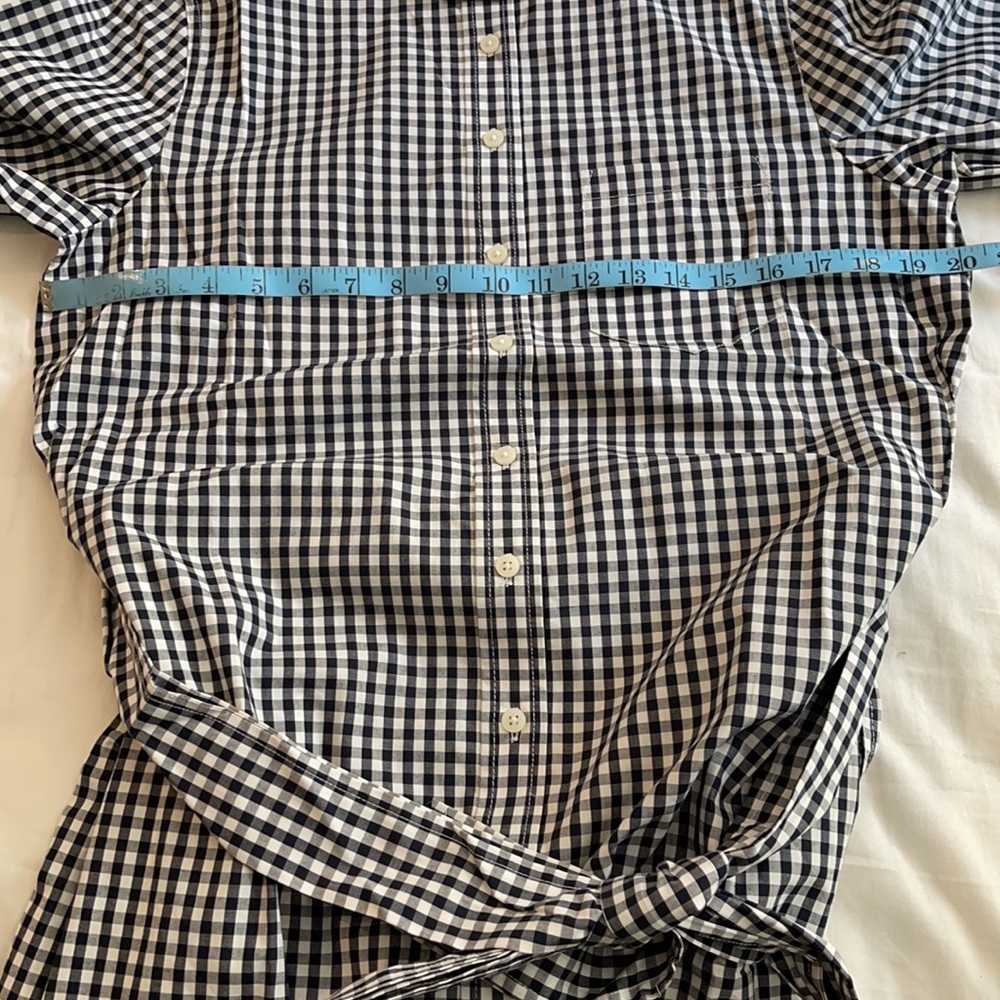 J.Crew Classic-fit ruffleneck shirtdress dress navy check AY173 - Picture 10 of 14